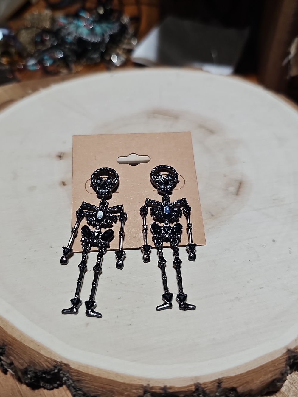 Black Skeleton Dangle Earrings -